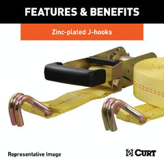 CURT 83047 27' Yellow Cargo Strap with J-Hooks (3,333 lbs.)
