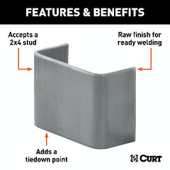 CURT 83072 Raw Steel Weld-On Stake Pocket (3-1/2 x 1-5/8 I.D.)