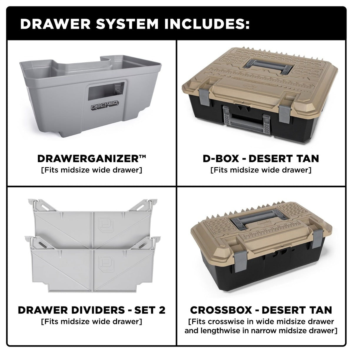 DECKED MT6 68.01 Two Drawer Storage System for A Mid-Size Pick Up Truck