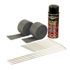 Design Engineering, Inc. 10330 Motorcycle Exhaust Wrap Kit (Black wrap w/Black HT Silicone Coating)