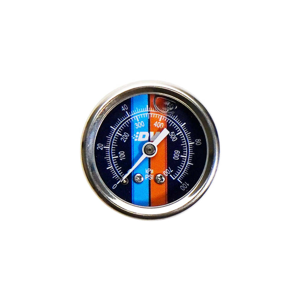 DeatschWerks Fuel Pressure Gauge - Liquid Filled Blue Face with DW Logo 6-01-G2L