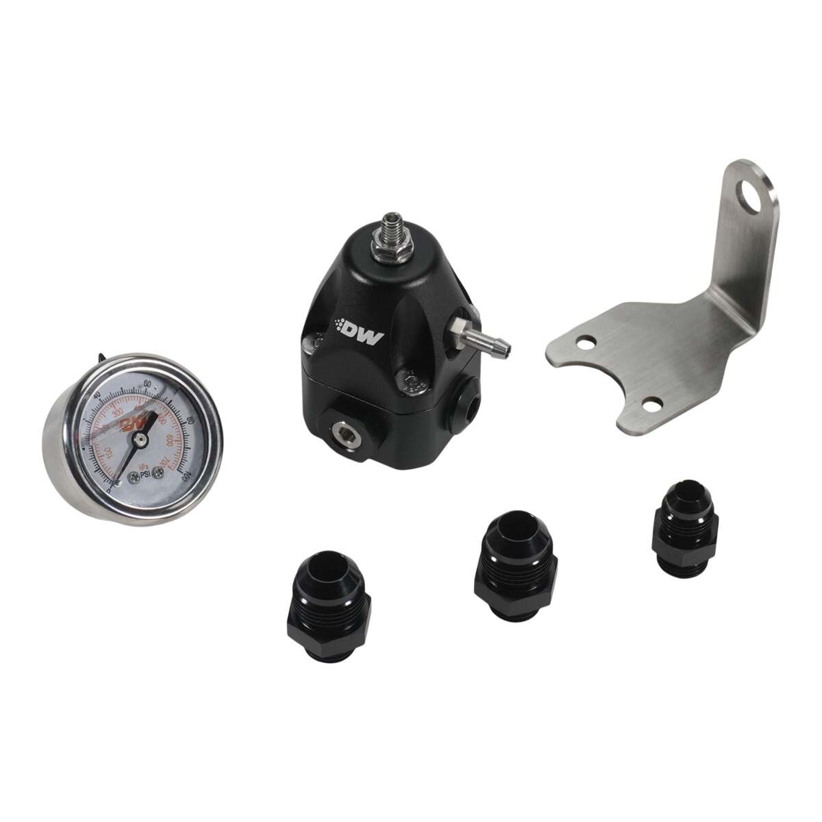 DeatschWerks DWR1000c AFPR + pressure gauge + 6AN & 8AN fittings 6-1002-FRB-86