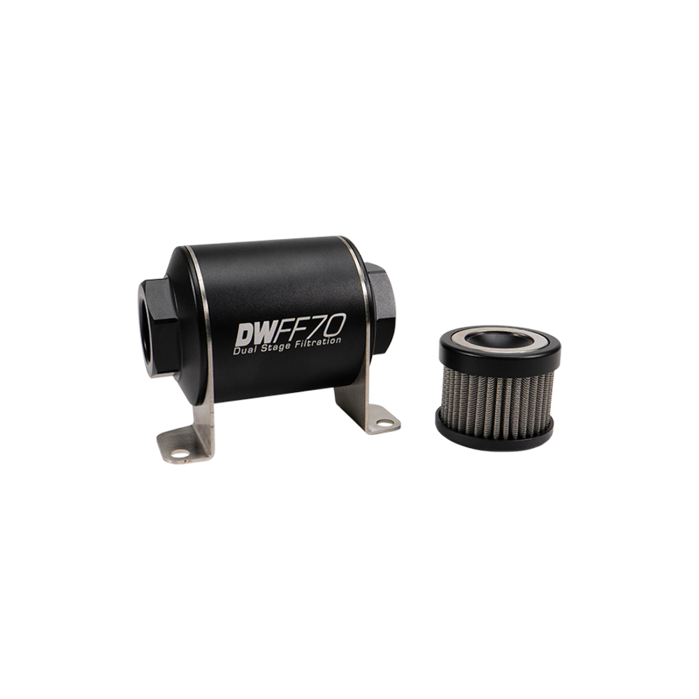 DeatschWerks 10AN Female, 40 micron, 70mm In-line fuel filter kit 8-03-070-040K