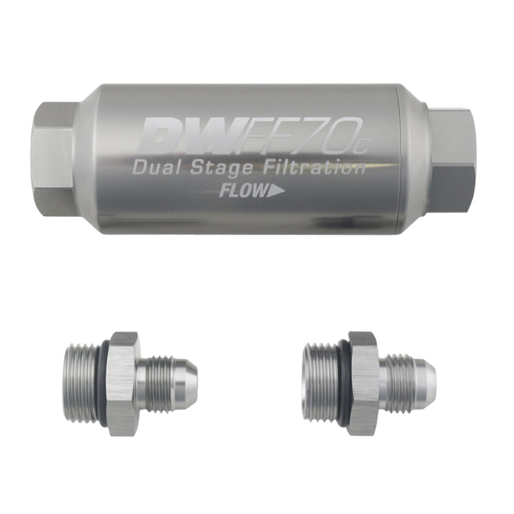 DeatschWerks -6AN, 10 micron, 70mm compact in-line fuel filter kit 8-03-70C-010K-6