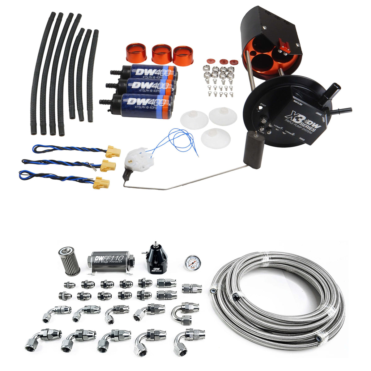 DeatschWerks 2005-2018 GM Truck X3 Module + DW400 Pumps + Plumbing Kit 9-401-604-7016