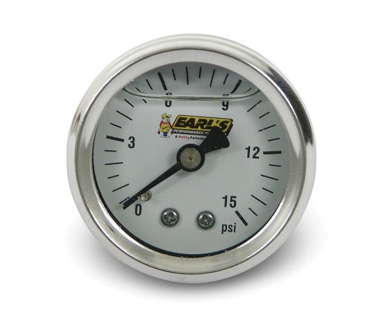 Earl's Performance Plumbing 100189ERL OIL FILLED 15 PSI FUEL PRESS. GAUGE