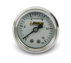 Earl's Performance Plumbing 100189ERL OIL FILLED 15 PSI FUEL PRESS. GAUGE