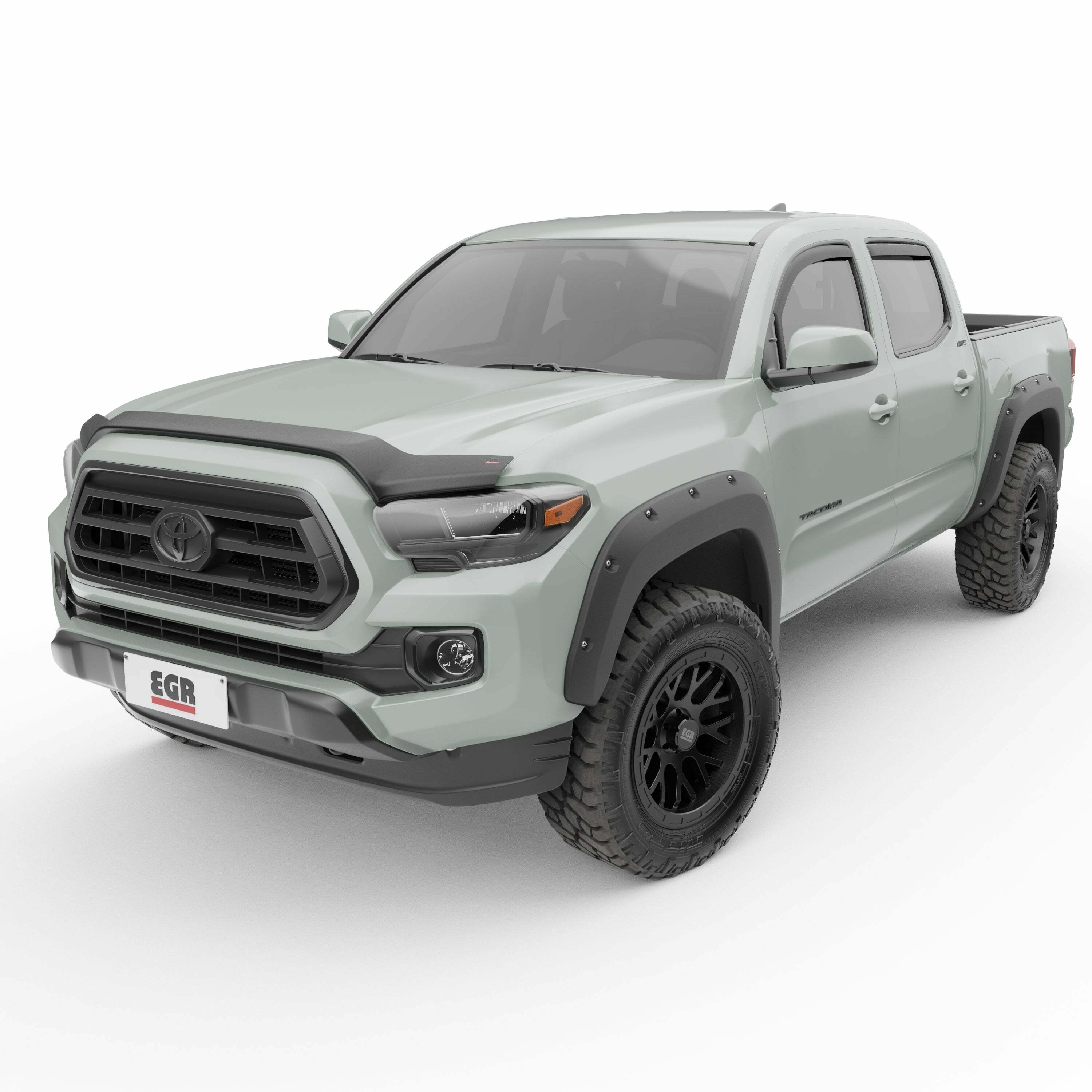 EGR in-channel window visors front & rear set matte black Crew Cab 16-22 Toyota Tacoma