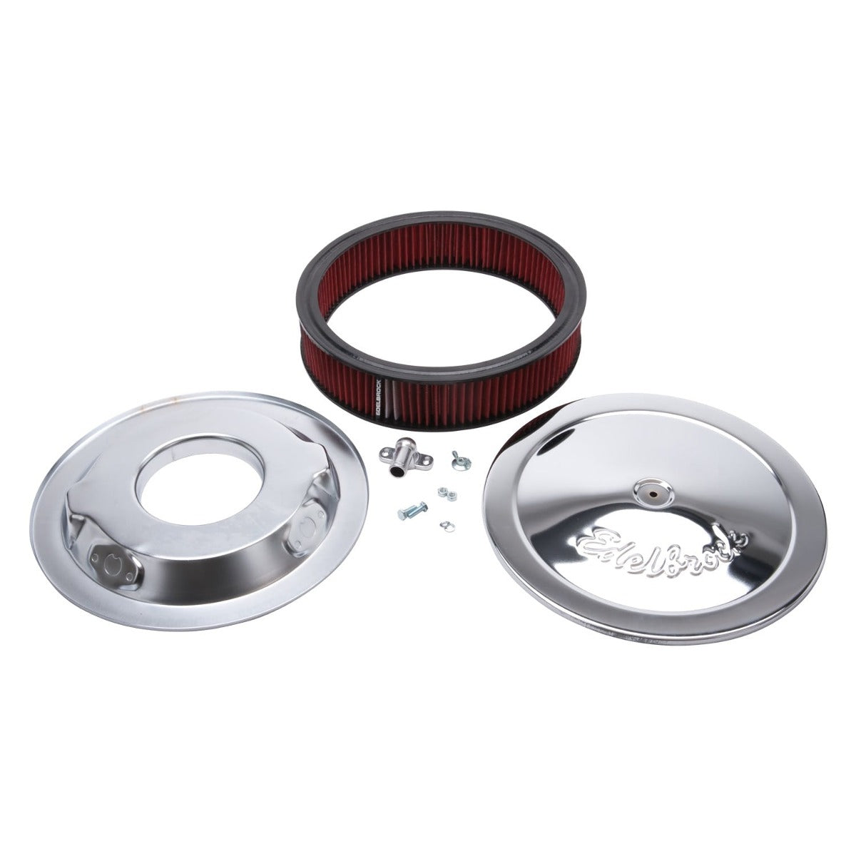 Edelbrock 1206 Pro-Flo Chrome 14 Round Air Cleaner with 3 Cotton Element