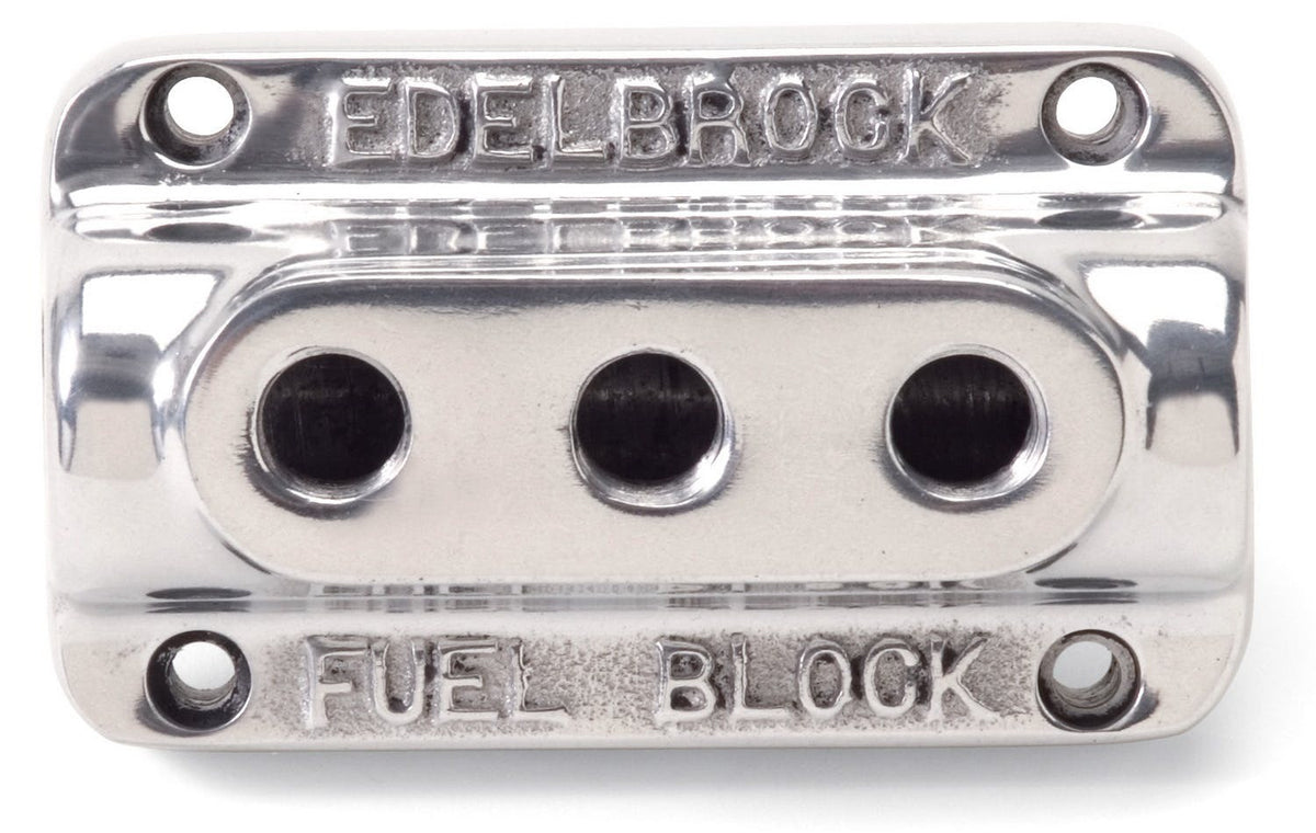 Edelbrock 12851 Polished Triple Outlet Fuel Block Kit