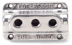 Edelbrock 12851 Polished Triple Outlet Fuel Block Kit