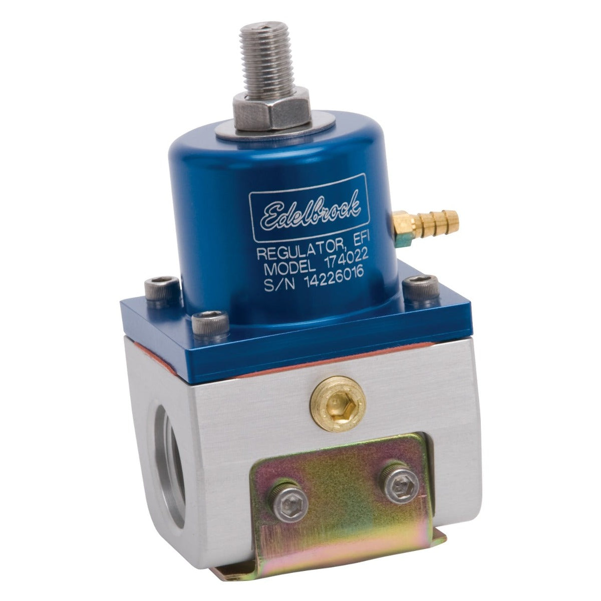 Edelbrock 174022 REGULATOR EFI FUEL PRESSURE -10 AN INLET/OUTLET BLUE/CLEAR BODY ANODIZED FINISH