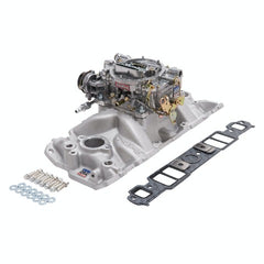 Edelbrock 2021 Single-Quad Manifold and carb Kit for 1957-86 SBC