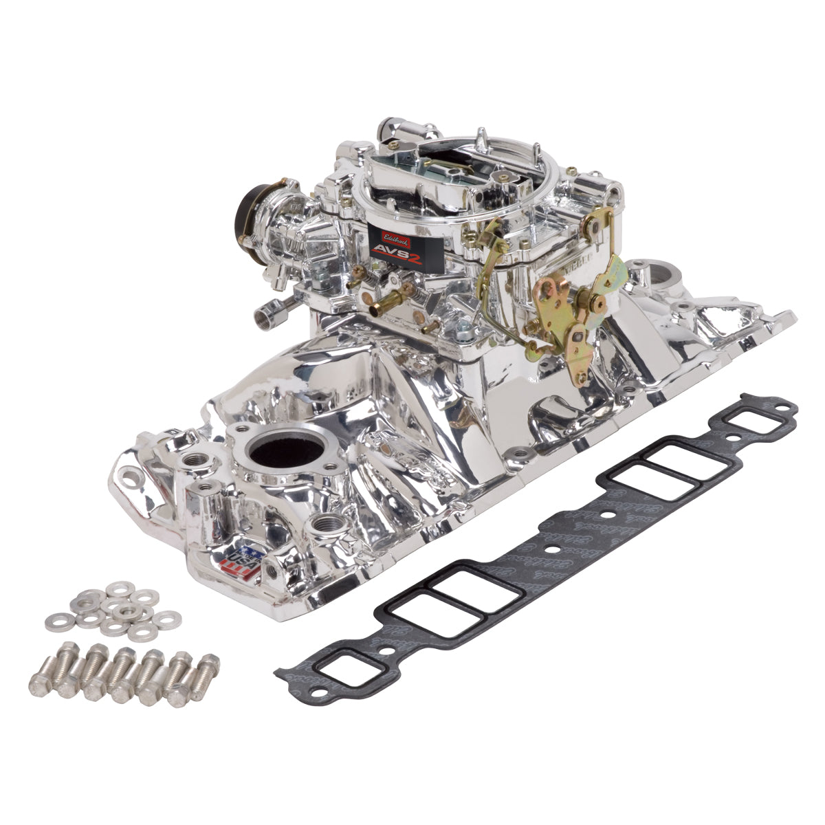 Edelbrock Single-Quad Manifold and carb Kit for 1957-86 Small-Block Chevy PN. 20214
