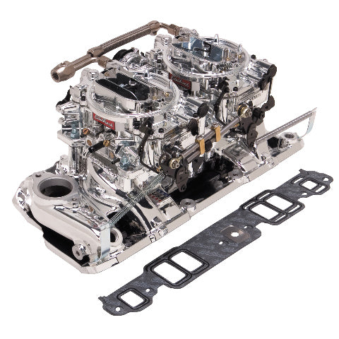 Edelbrock RPM Dual-Quad Manifold And Carb Kit For1957-86 Small-Block Chevy PN. 20254