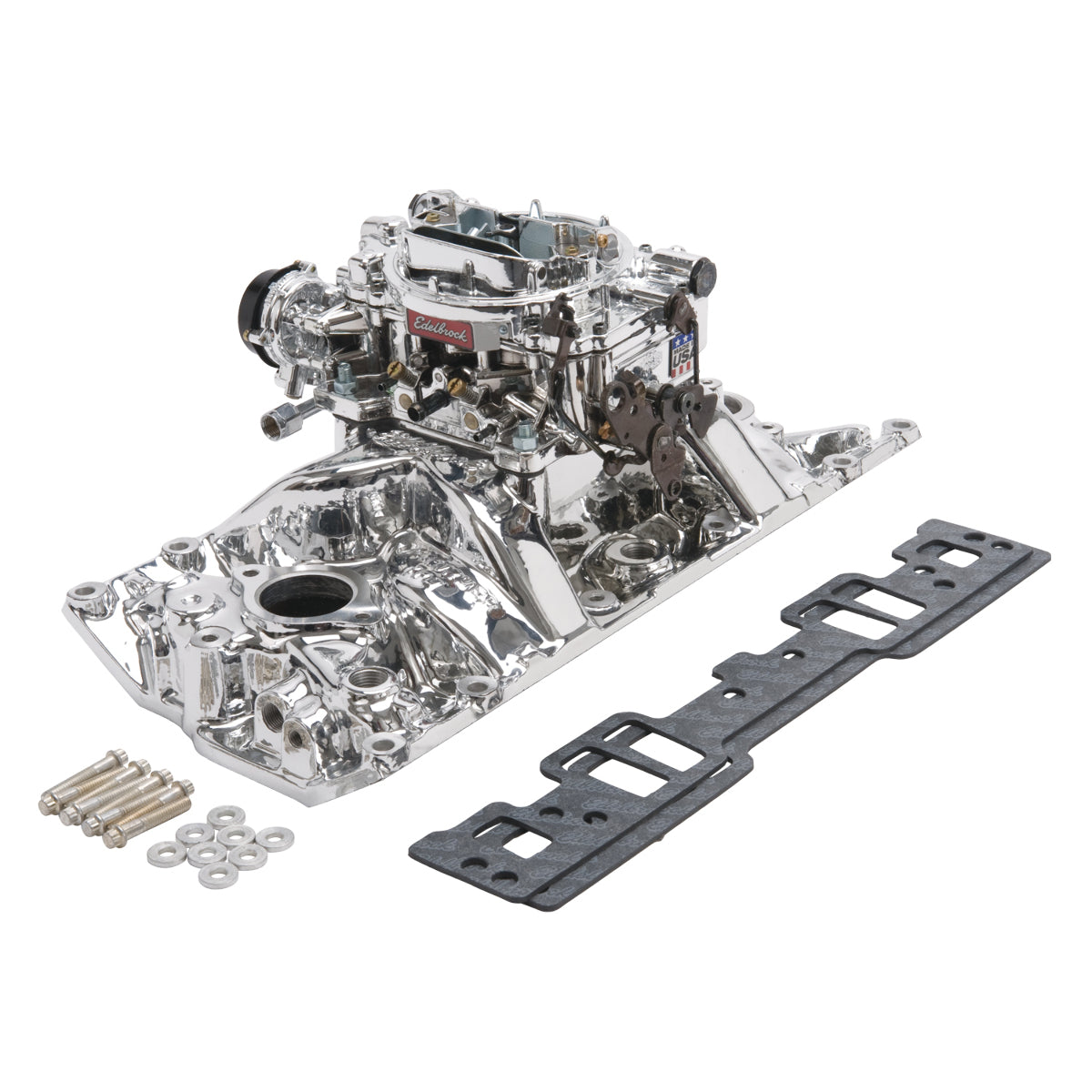 Edelbrock Single-Quad Manifold and carb Kit Small-Block Chevy with Vortec Heads PN. 20284