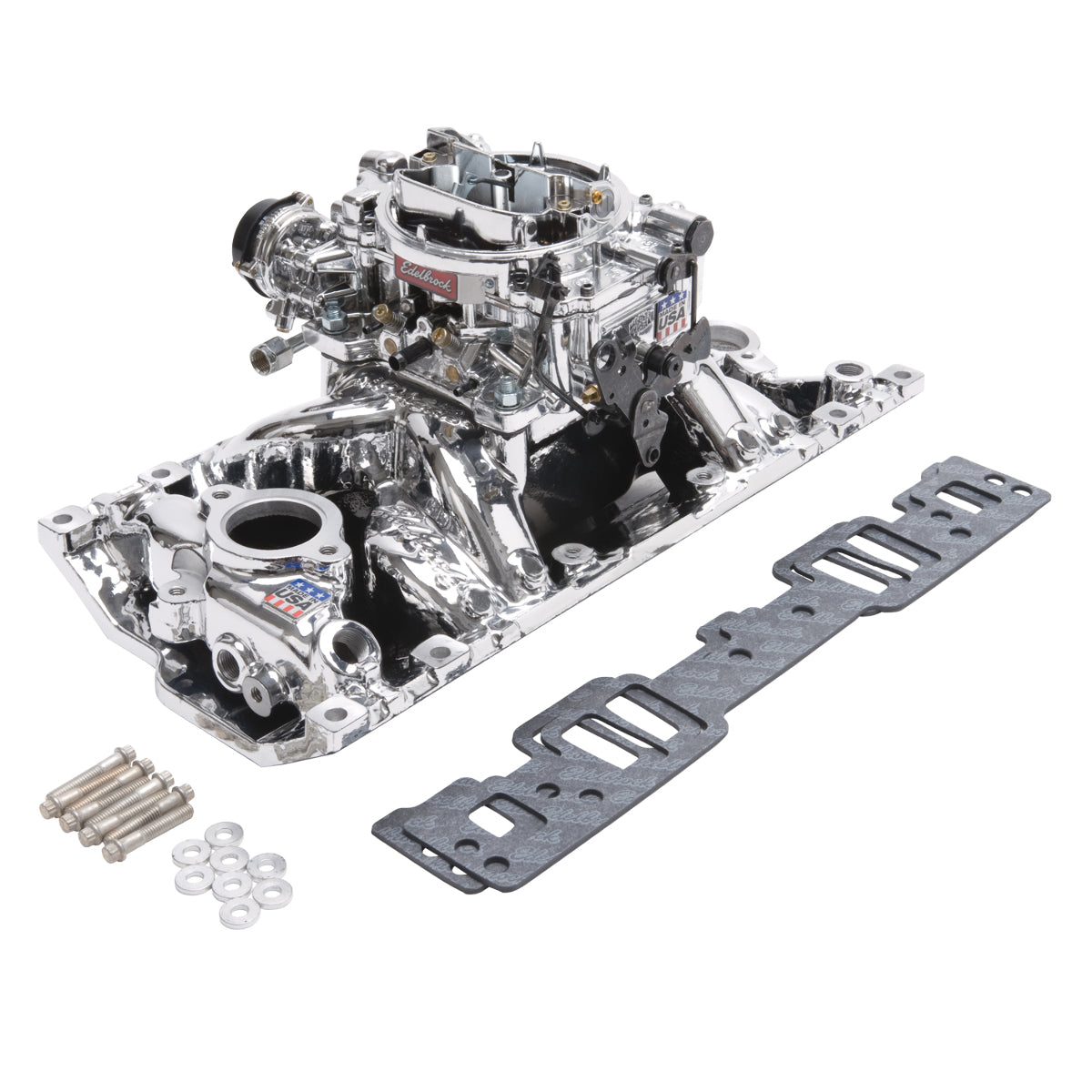 Edelbrock Single-Quad Manifold and carb Kit Small-Block Chevy with Vortec Heads PN. 20294