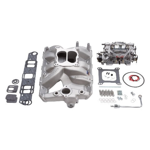 Edelbrock 2056 MANIFOLD and CARB KIT PERF RPM PONTIAC NATURAL FINISH