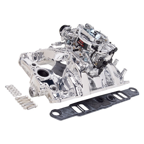 Edelbrock Single-Quad Manifold and carb Kit for 1965-79 Pontiac 389-455 PN. 20564