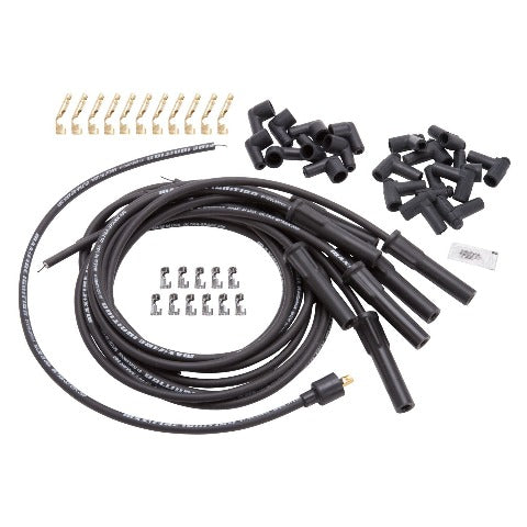 Edelbrock 22700 SPARK PLUG WIRE SET UNIVERSAL FLEX BOOTS 8.65mm BLACK WIRE (SET OF 9)