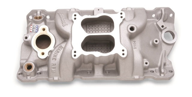 Edelbrock 2504 MANIFOLD SBC 23 DEG MARINE RPM 1955-86 W/BRASS