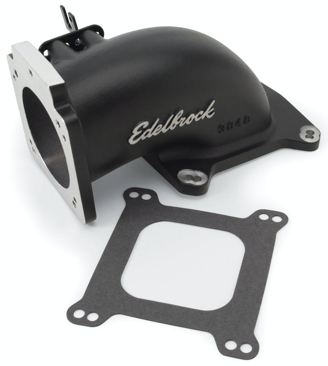 Edelbrock 38483 EFI INTAKE ELBOW LOW PROFILE 90MM TB 4150 FLANGE W/BLK MINI TEXTURE POWER COAT