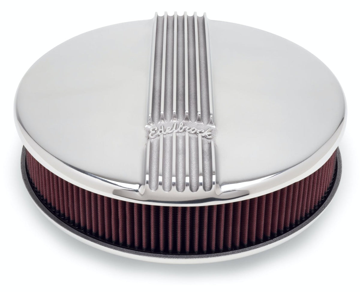 Edelbrock 4117 A/C CLASSIC FINNED SINGLE CARB 14 ROUND POLISHED