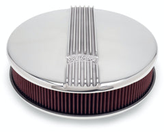Edelbrock 4117 A/C CLASSIC FINNED SINGLE CARB 14 ROUND POLISHED