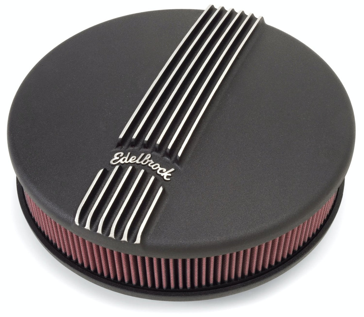 Edelbrock 41173 A/C CLASSIC FINNED SINGLE CARB 14 ROUND BLK POWDER COAT