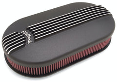 Edelbrock 41193 A/C CLASSIC FINNED DUAL CARB LG OVAL BLK POWDER COAT