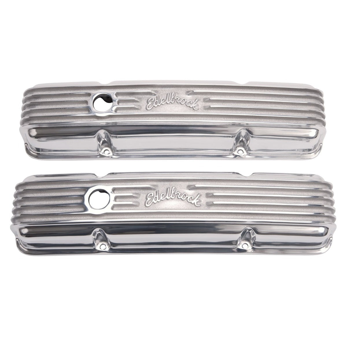 Edelbrock 4143 V/C CLASSIC ALUMINUM SBC POLISHED TWO BREATHER HOLES