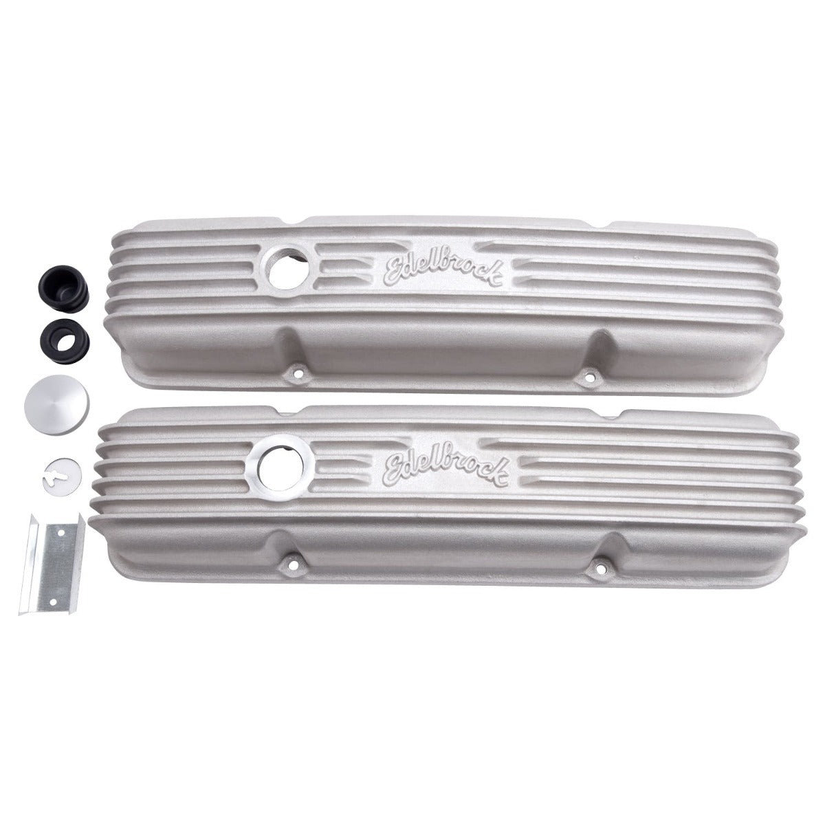 Edelbrock 41449 V/C CLASSIC ALUM CHEVY 262-400 1959-86 COMBO BREATHER HOLE and OIL FILL HOLE SATIN
