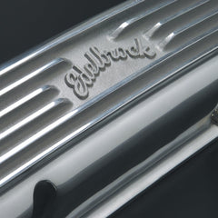 Edelbrock 4145 VALVE COVER CLASSIC ALUMINUM SBC POLISHED NO BREATHER HOLE