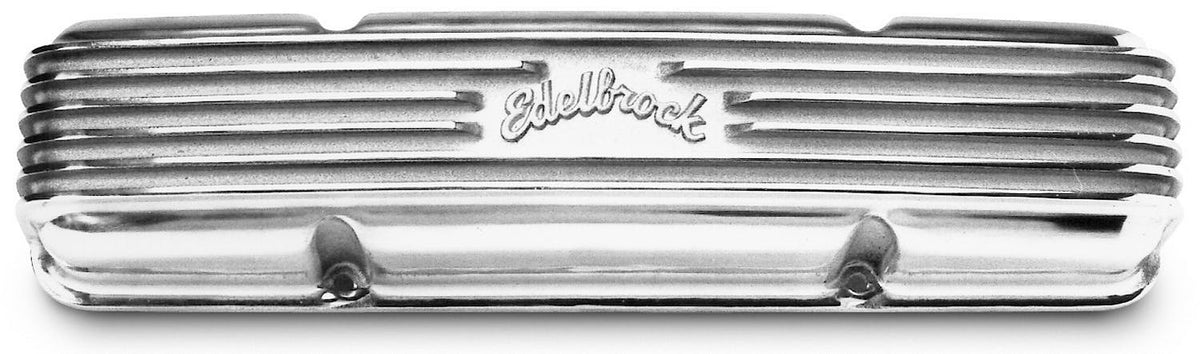Edelbrock 4145 VALVE COVER CLASSIC ALUMINUM SBC POLISHED NO BREATHER HOLE