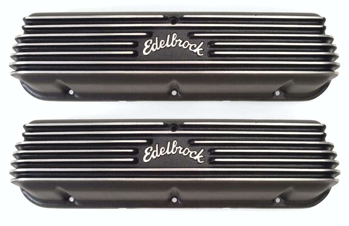 Edelbrock 41603 V/C CLASSIC FINNED ALUM SBF (221-351W) BLK TEXTURE POWDER COAT FINISH