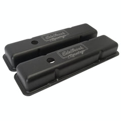 Edelbrock 41713 V/C VICTOR SERIES SBC LOW PROFILE DIE CAST VALVE COVERS W/BLK POWDER COAT FINISH