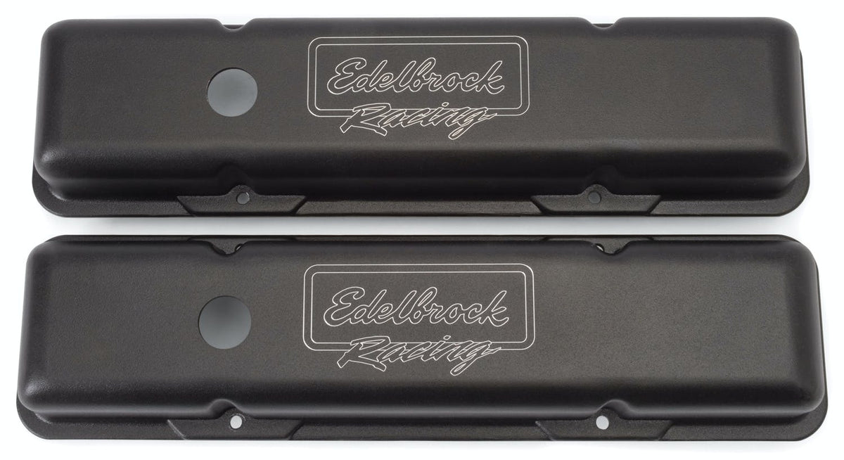 Edelbrock 41713 V/C VICTOR SERIES SBC LOW PROFILE DIE CAST VALVE COVERS W/BLK POWDER COAT FINISH