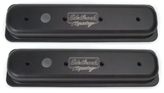 Edelbrock 41723 V/C VICTOR SERIES SBC CENTERBOLT DIE CAT ALUM BLK POWDER COAT TEXTURE FINISH