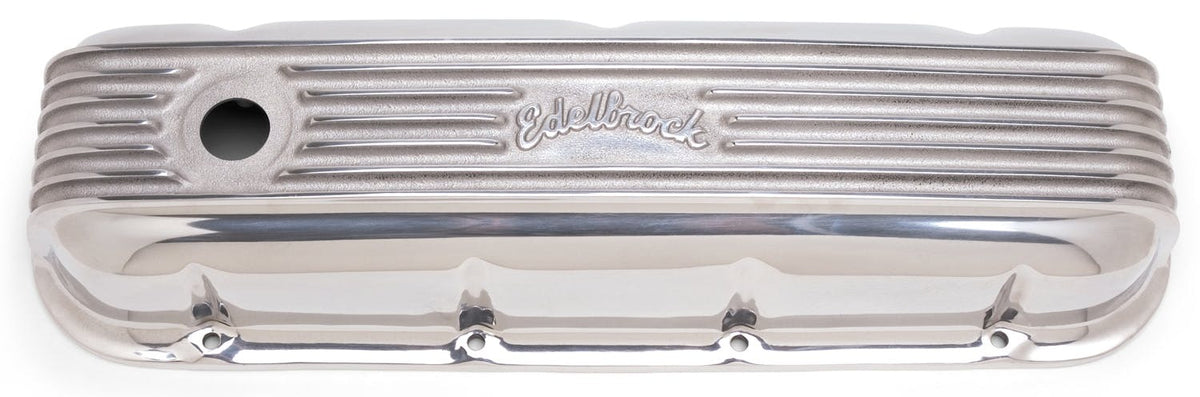 Edelbrock 4185 VALVE CVR/ BBC CLASSIC ALUMINUM POLISHED
