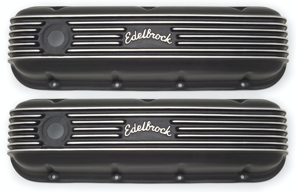 Edelbrock 41853 VC CLASSIC FINNED ALUM BBC BLK TEXTURE POWDER COAT FINISH