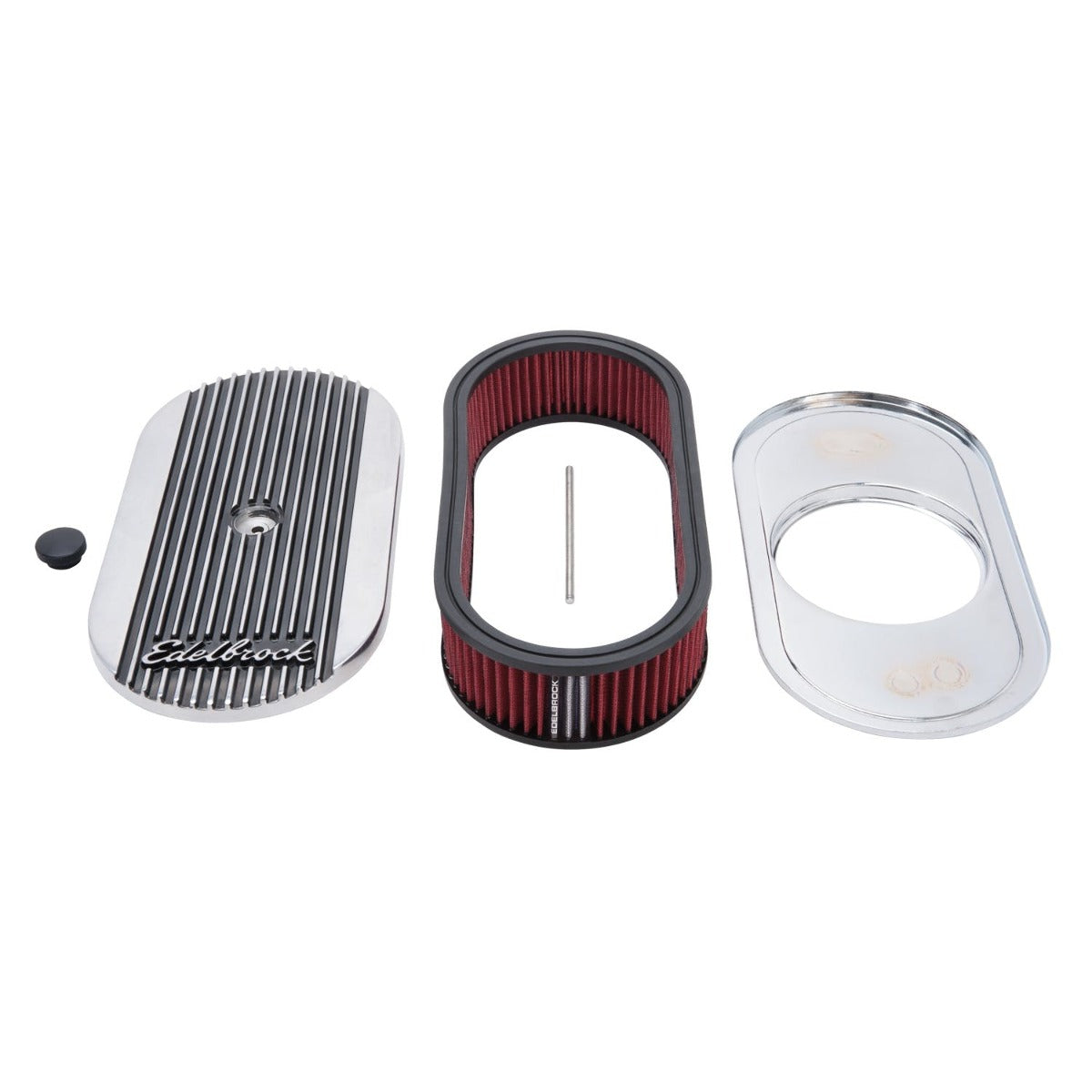 Edelbrock 4273 Elite 2 Series Polished Oval Air Cleaner for Single 4-bbl Carb - 2.5 Element