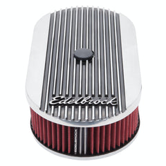 Edelbrock 4273 Elite 2 Series Polished Oval Air Cleaner for Single 4-bbl Carb - 2.5 Element