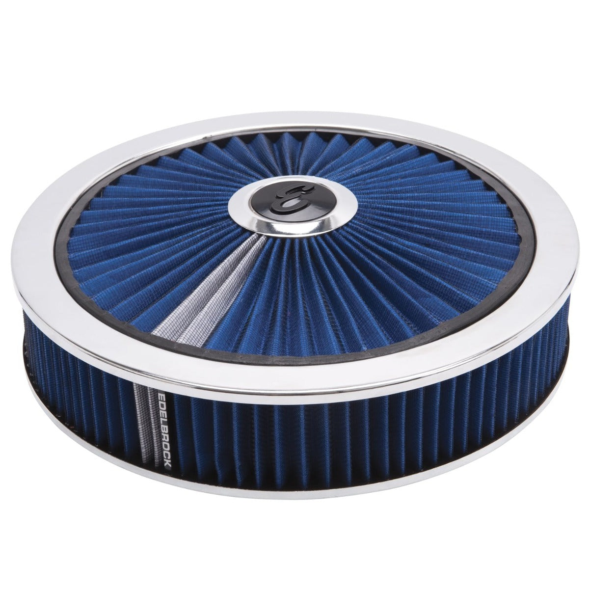 Edelbrock 43661 Pro-Flo Chrome Round 14 Air Cleaner - 3 Pro-Flo Element (Blue)