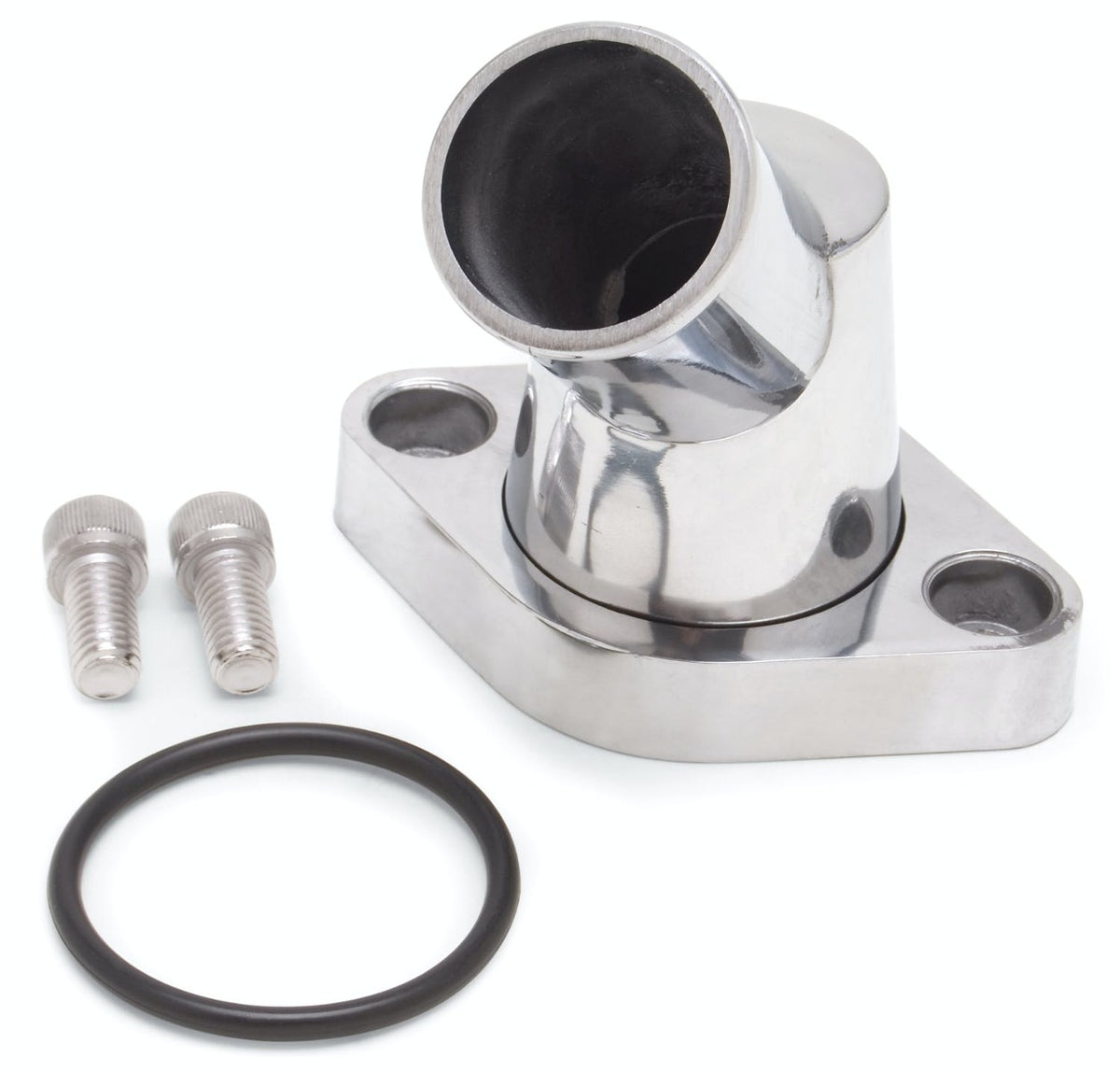 Edelbrock 4817 WATERNECK SBC/BBC 45 DEG TWO-PIECE CAST SWIVEL POLISHED