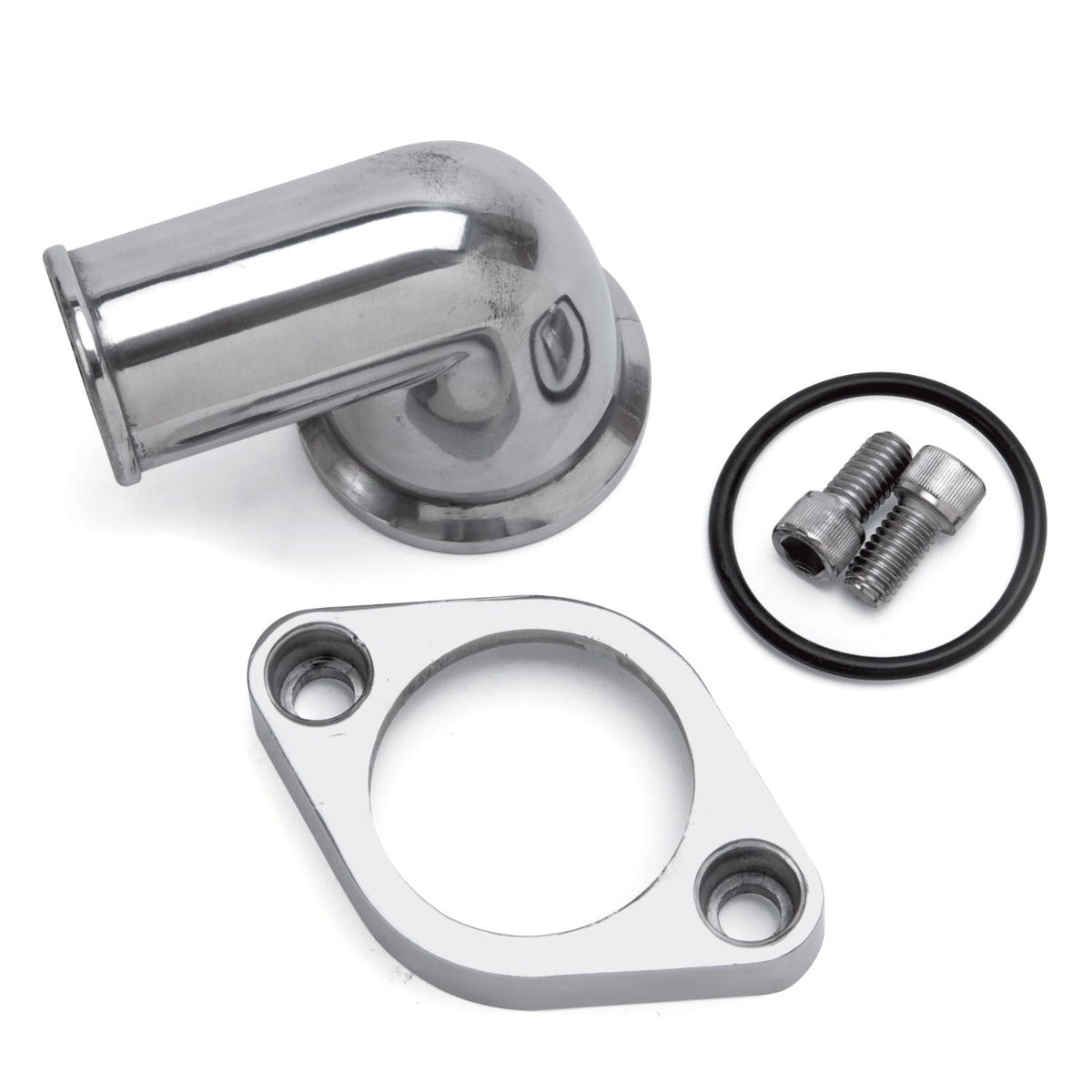 Edelbrock 4818 WATERNECK SBC/BBC 90 DEG TWO-PIECE CAST SWIVEL POLISHED
