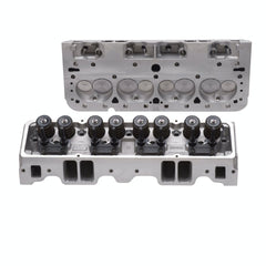 Edelbrock 5085 1pr. CYL HEAD, SBC E-SERIES E-210 64cc FOR HYD FLAT TAPPET CAM COMPLETE