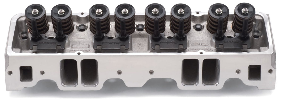 Edelbrock 5087 1pr. CYL HEAD, SBC E-SERIES E-210 64cc FOR HYDRAULIC ROLLER COMPLETE