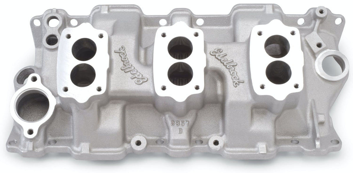 Edelbrock 5419 C-357-B Triple-Deuce Intake Manifold for 4-Bolt Carbs