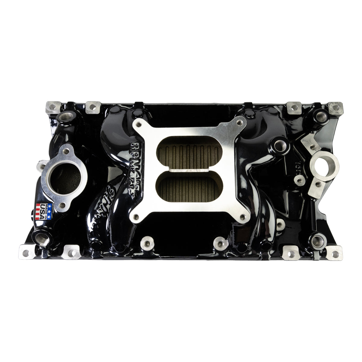 Edelbrock RPM Air-Gap Manifold for Small-Block Chevy Vortec, Black Plasma Finish PN. 7516-BP