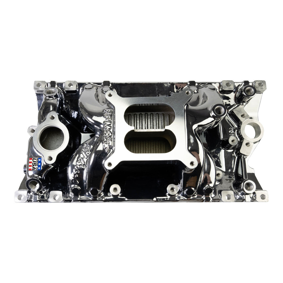 Edelbrock RPM Air-Gap Manifold for Small-Block Chevy Vortec, Chrome Plasma PN. 7516-CP